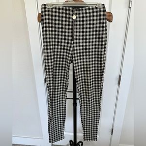 Zara Black & White Gingham Stretch Trousers